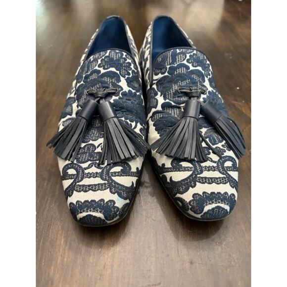 Sebastian Cruz Couture Black Jacquard Floral Loafers Tassle 40 Size 7.5 $1495 main image 8
